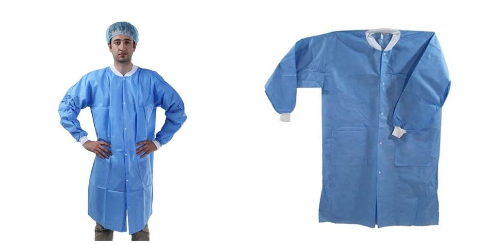 Dust proof disposable lab coat with snap buttons Dust proof disposable lab coat with snap buttons